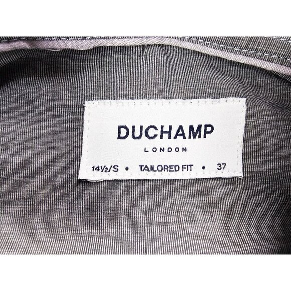 Duchamp London Size 14.5 Small Tailored Fit Gray Long Sleeve Cotton Shirt - Picture 4 of 10